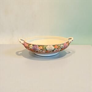Vintage Chinese export porcelain serving dish with Millefleurs floral decoration